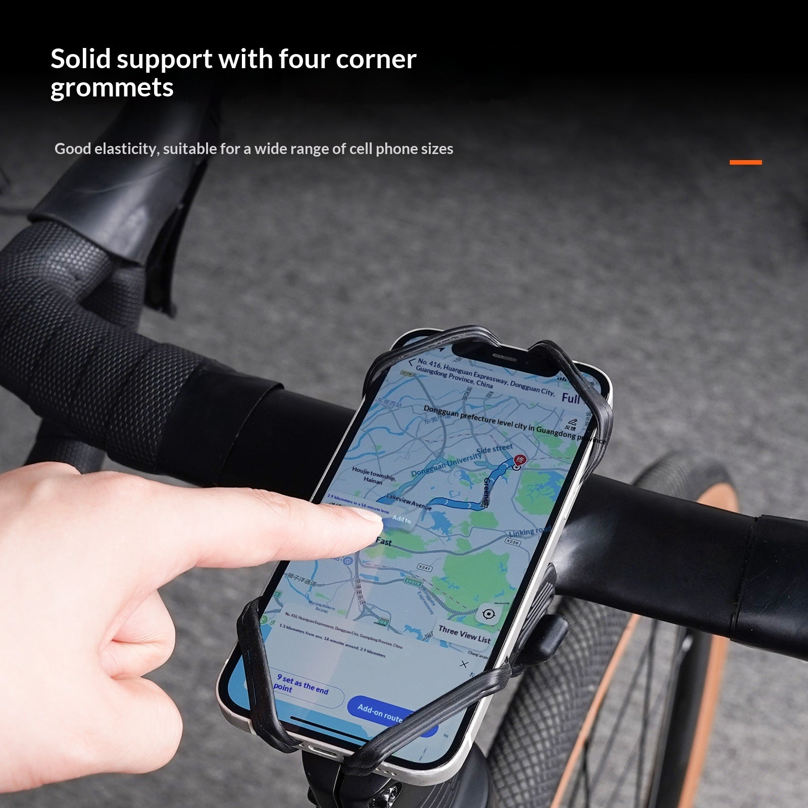 ENLEE Bicycle Handlebar Phone Mount Holder Anti Slip Silicone Strap Shock Absorbing Cellphone Stand
