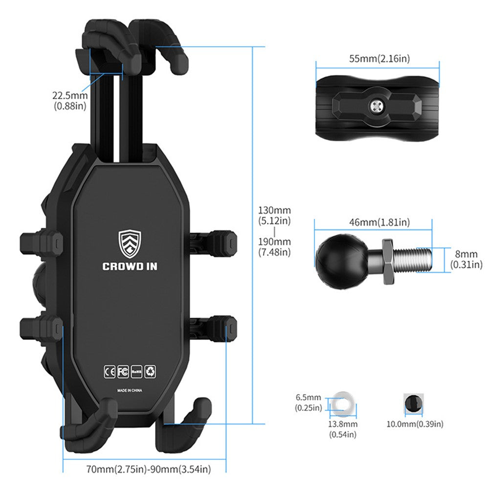 WUPP CS-2072D1 M8 Ball Head Cellphone Holder Anti Theft Motorcycle Phone Mount Bracket
