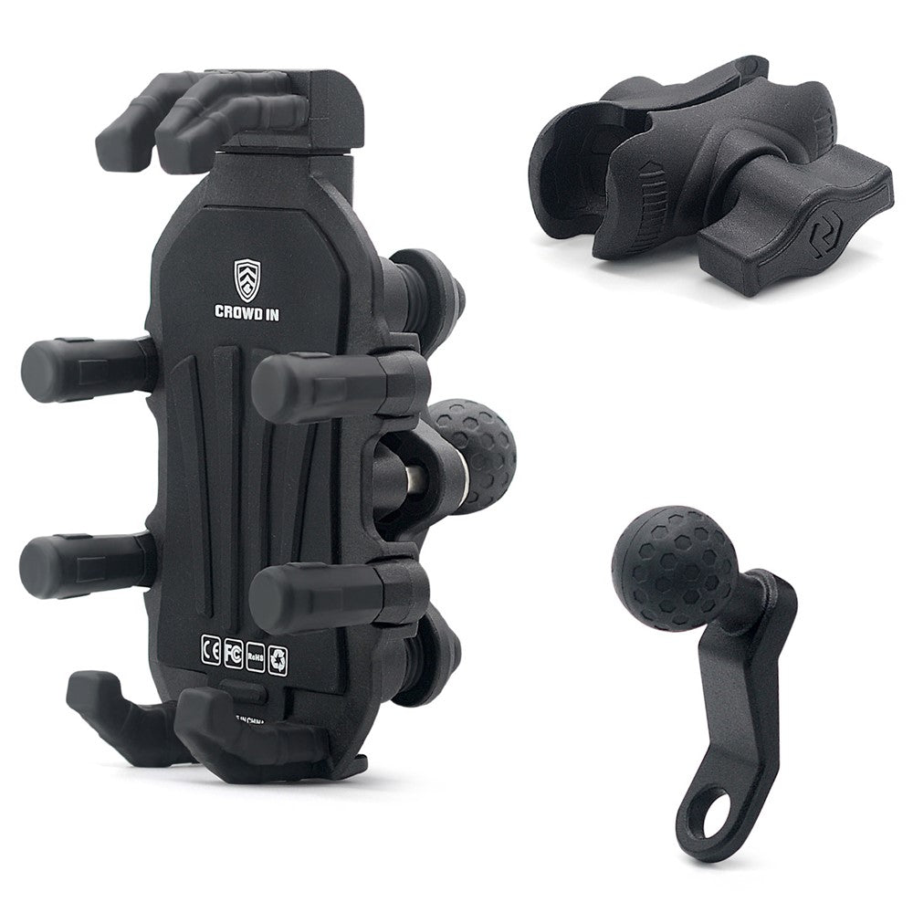 WUPP CS-1990B1 Motorcycle Rearview Mirror Phone Holder Aluminum Alloy Anti Shake Phone Mount