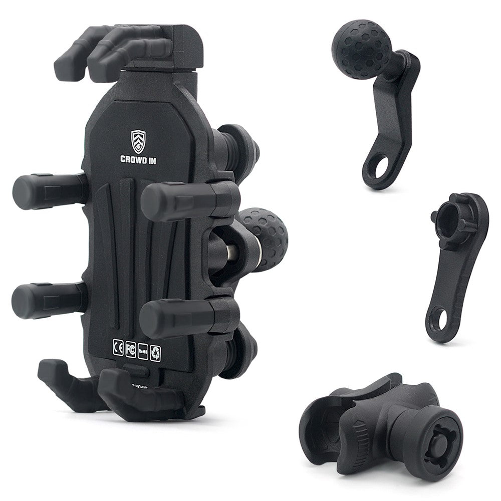 WUPP CS-1990D1 Anti-theft Motorcycle Phone Holder Rearview Mirror Aluminum Alloy Phone Mount Clamp