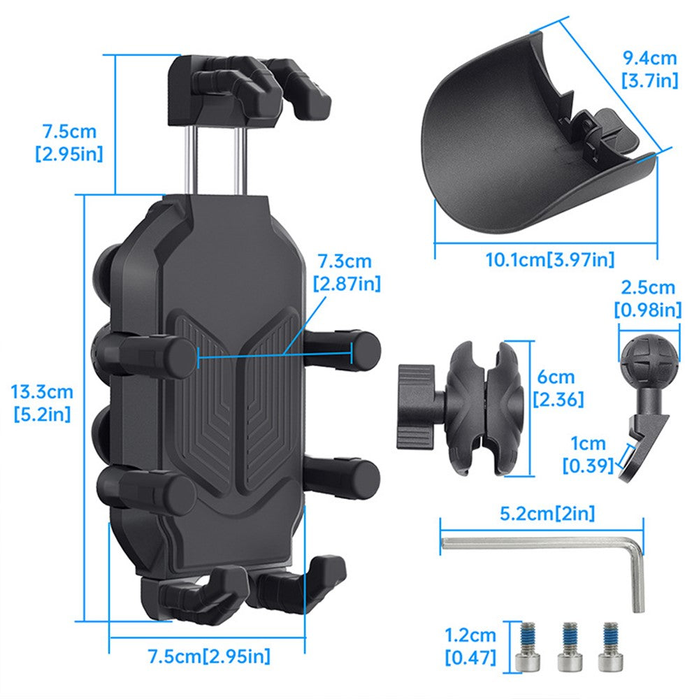 WUPP CS-1988A2 Rearview Mirror Phone Mount Adjustable Motorcycle Bike CNC Ball Head Aluminum Alloy Phone Holder