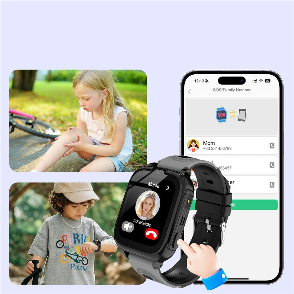 DH28 1.83 Inch Screen 4G Smart Watch for Kids GPS Locator SOS Calling Wristwatch (Europe  /  Asia  /  Africa Version)