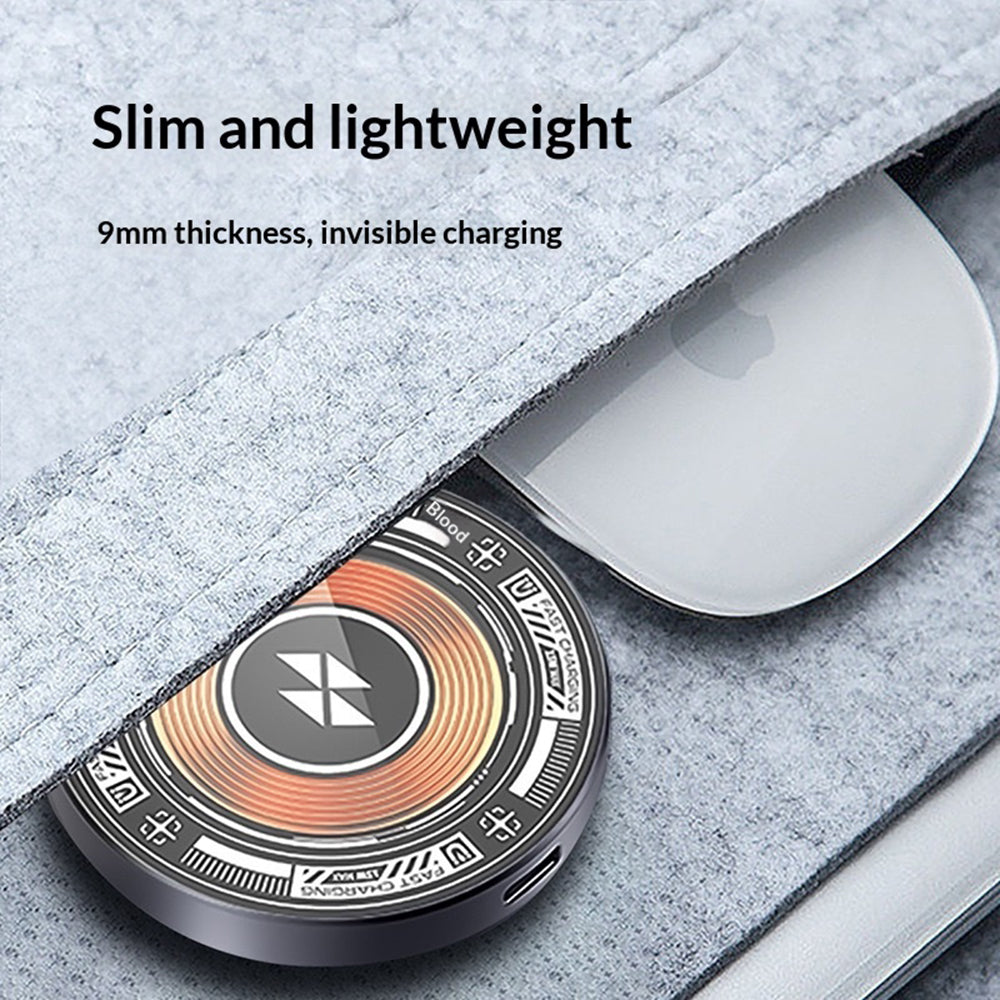 Double-Sided Transparent Wireless Charging Pad – Aluminum & Tempered Glass, 15W