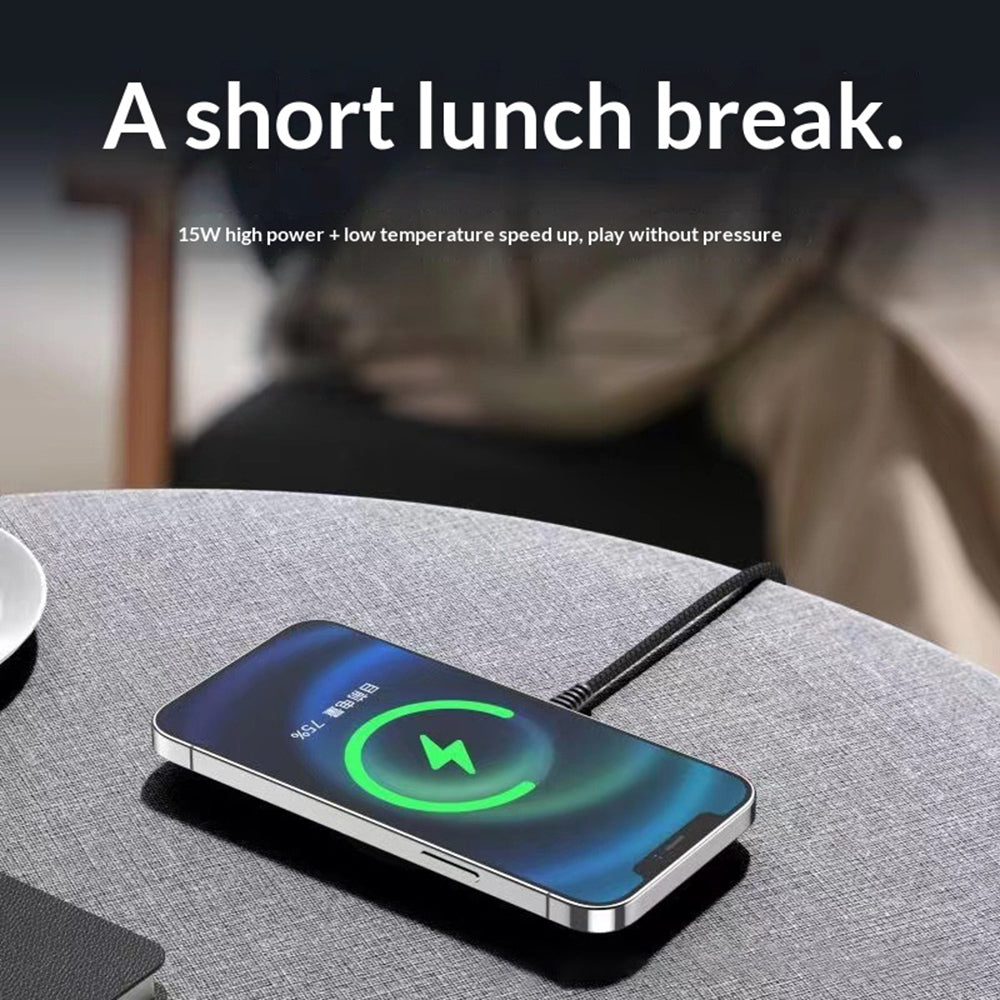 Transparent Industrial-Style Wireless Charger – Tempered Glass & Aluminum, 15W Fast Charging