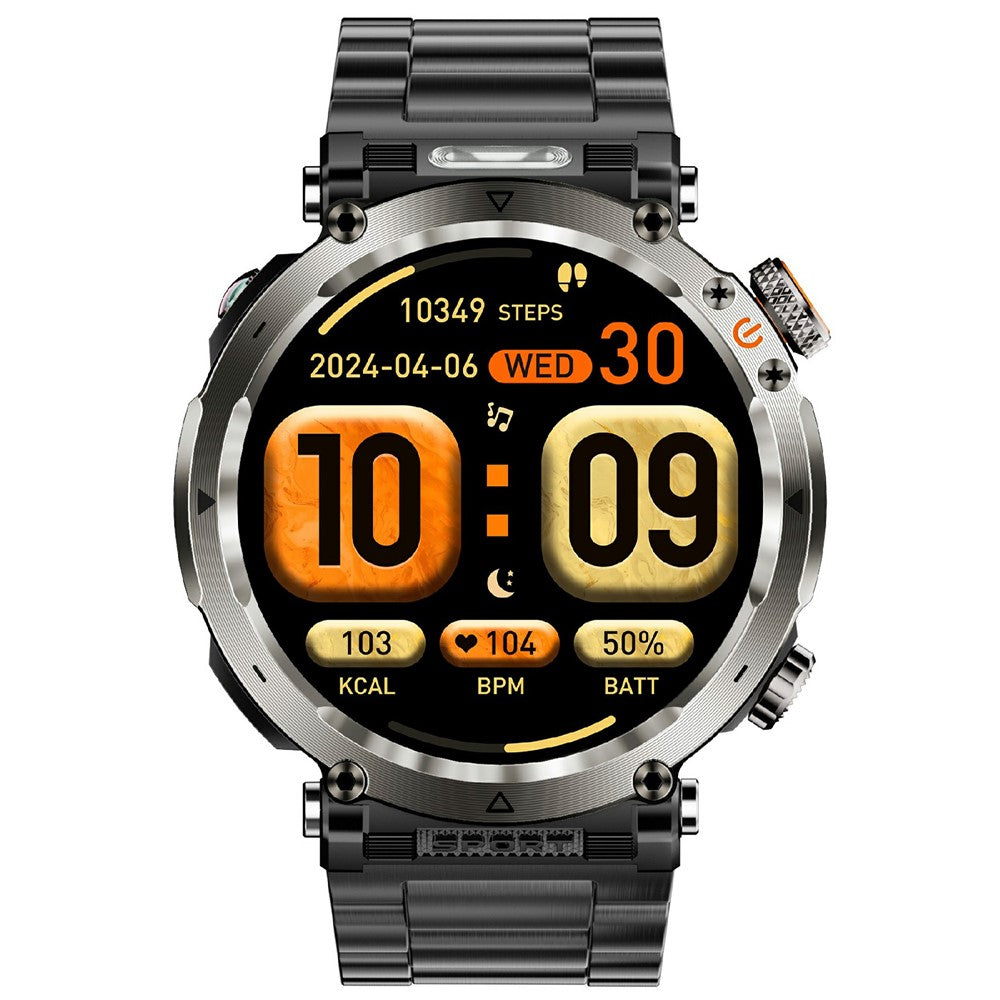 HT30 Steel Strap 1.7-inch Smart Watch Health Monitoring Money Detector Light Compass Sports Watch