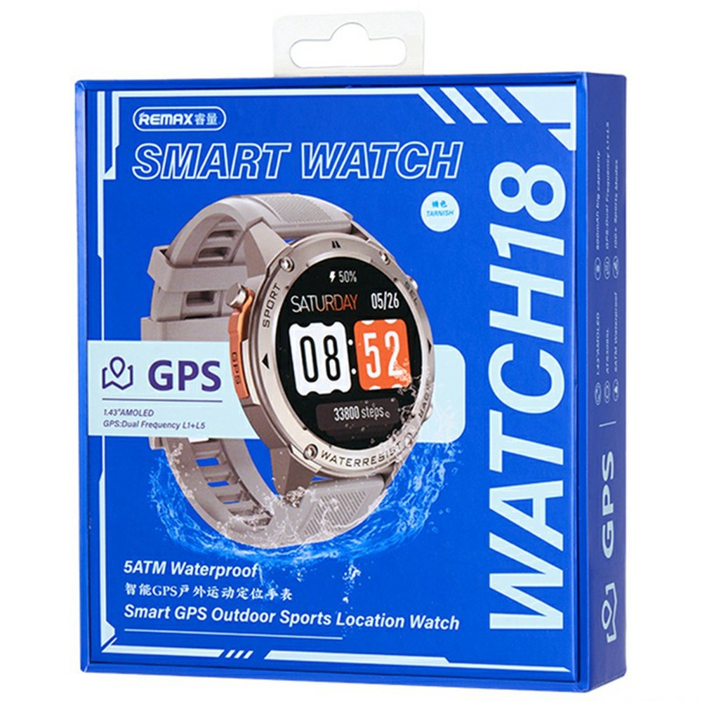 REMAX WATCH 18 Smart GPS Outdoor Sports Positioning Watch Fitness Tracker with Heart Rate Monitor  /  50M Waterproof