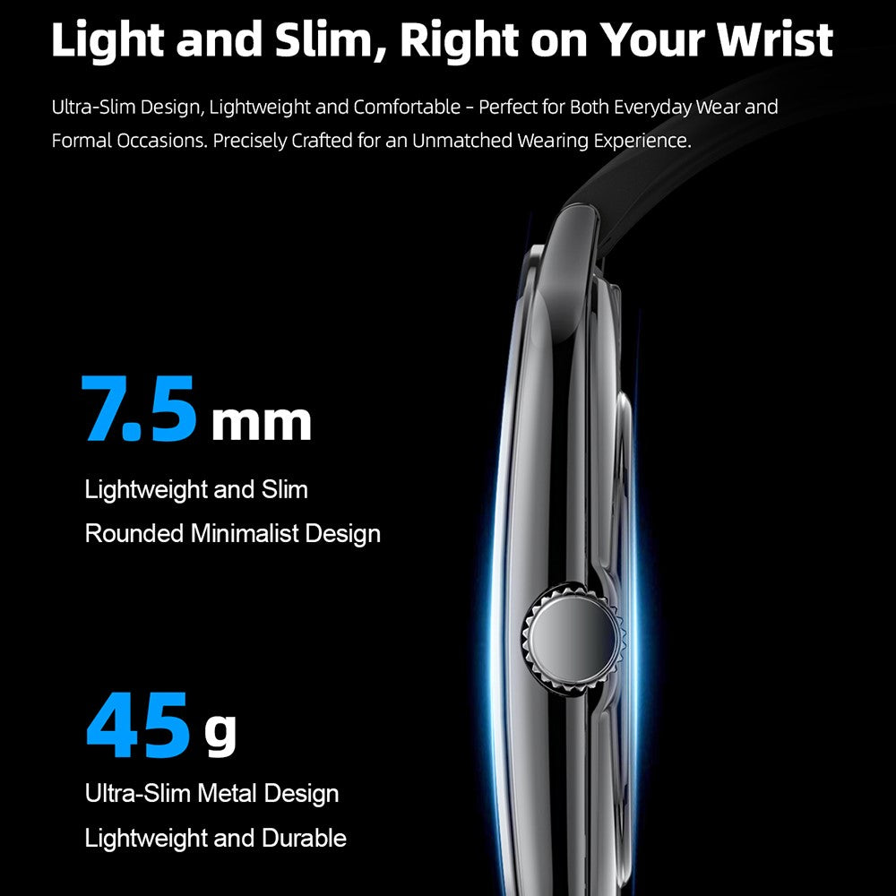 MT61 Ultra Thin Smart Watch 1.96 Inch AMOLED Curved Screen Bluetooth-Compatible Calling Health Monitor, Silicone Strap
