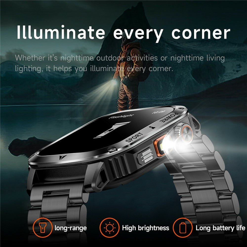 AK80 2.01 Inch HD Screen Smart Watch Bluetooth-Compatible Calling Heart Rate Monitor Sports Tracker, Steel Strap