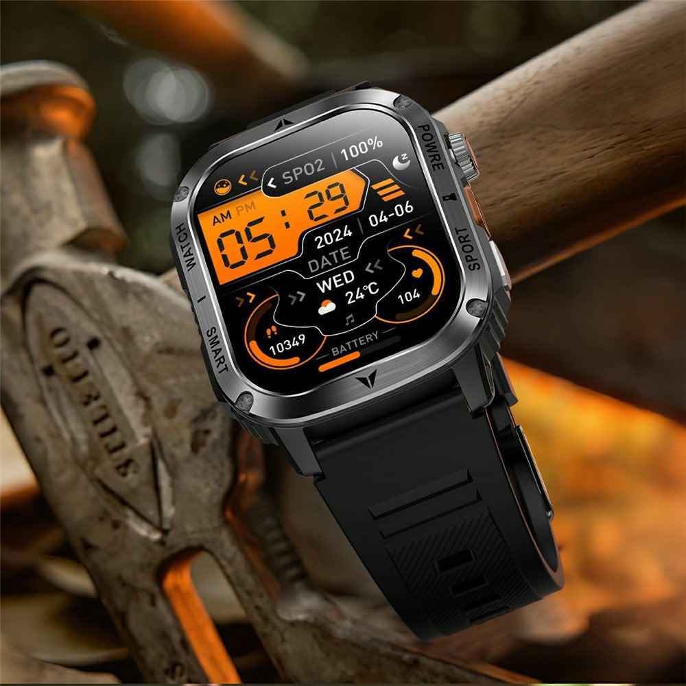AK80 2.01 Inch HD Screen Smart Watch Bluetooth-Compatible Calling Heart Rate Monitor Sports Tracker, Steel Strap