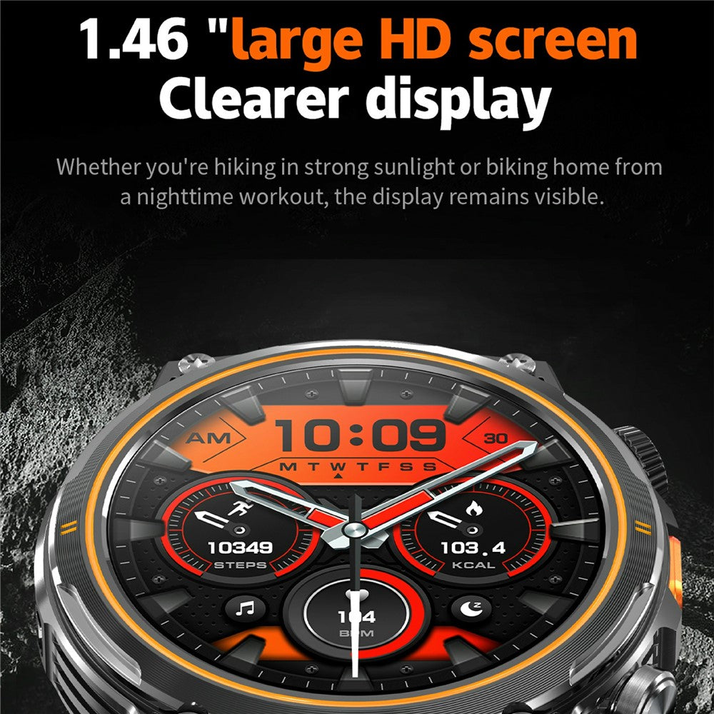 AK81 1.46 Inch IPS Screen Smart Watch Heart Rate Monitor Bluetooth-Compatible Calling Sports Wristwatch, Silicone Strap