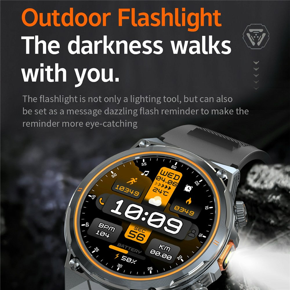 AK81 1.46 Inch IPS Screen Smart Watch Heart Rate Monitor Bluetooth-Compatible Calling Sports Wristwatch, Silicone Strap