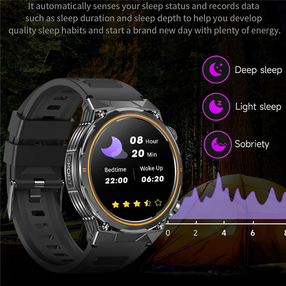 AK81 1.46 Inch IPS Screen Smart Watch Heart Rate Monitor Bluetooth-Compatible Calling Sports Wristwatch, Silicone Strap