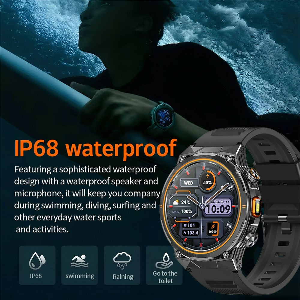AK81 1.46 Inch IPS Screen Smart Watch Heart Rate Monitor Bluetooth-Compatible Calling Sports Wristwatch, Silicone Strap