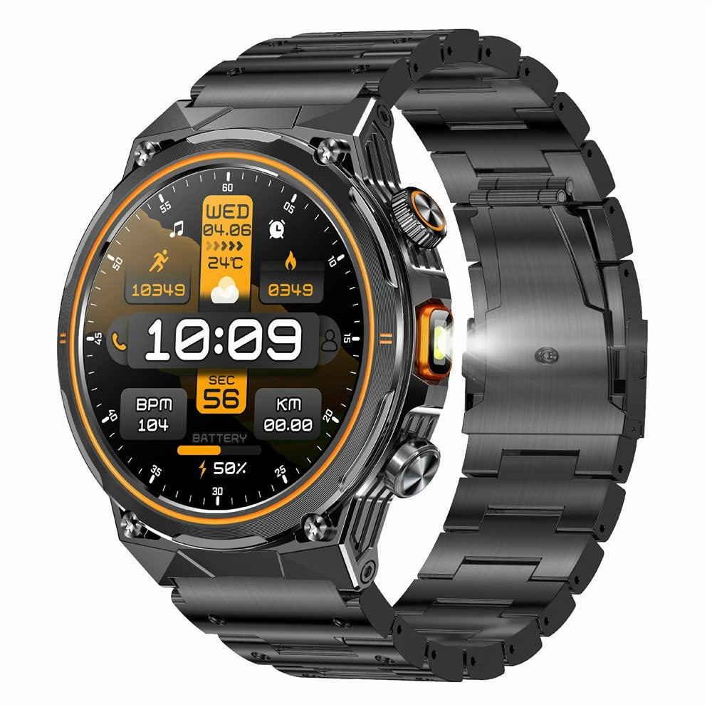 AK81 1.46 Inch IPS Screen Smart Watch Heart Rate Monitor Bluetooth-Compatible Calling Sports Wristwatch, Steel Strap