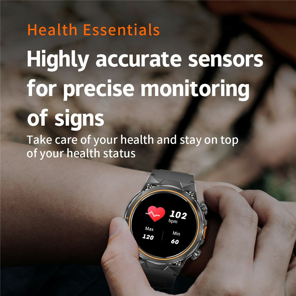 AK81 1.46 Inch IPS Screen Smart Watch Heart Rate Monitor Bluetooth-Compatible Calling Sports Wristwatch, Steel Strap
