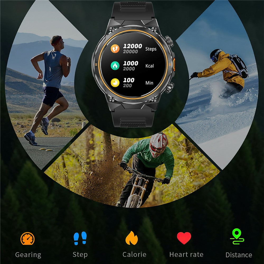 AK81 1.46 Inch IPS Screen Smart Watch Heart Rate Monitor Bluetooth-Compatible Calling Sports Wristwatch, Steel Strap