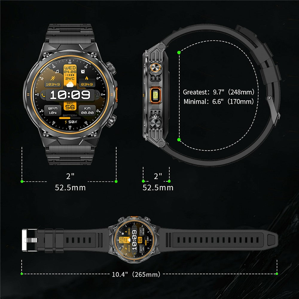 AK81 1.46 Inch IPS Screen Smart Watch Heart Rate Monitor Bluetooth-Compatible Calling Sports Wristwatch, Steel Strap