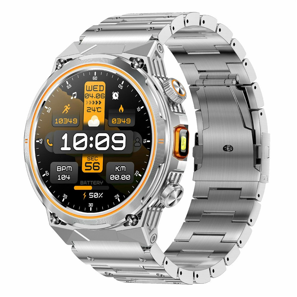 AK81 1.46 Inch IPS Screen Smart Watch Heart Rate Monitor Bluetooth-Compatible Calling Sports Wristwatch, Steel Strap