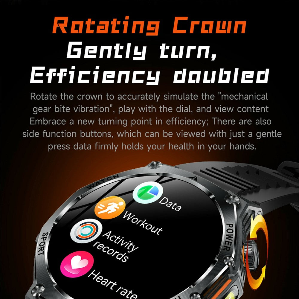 AK82 1.8 Inch Screen Smart Watch Bluetooth-Compatible Calling Heart Rate Monitor Sports Tracker, Silicone Strap