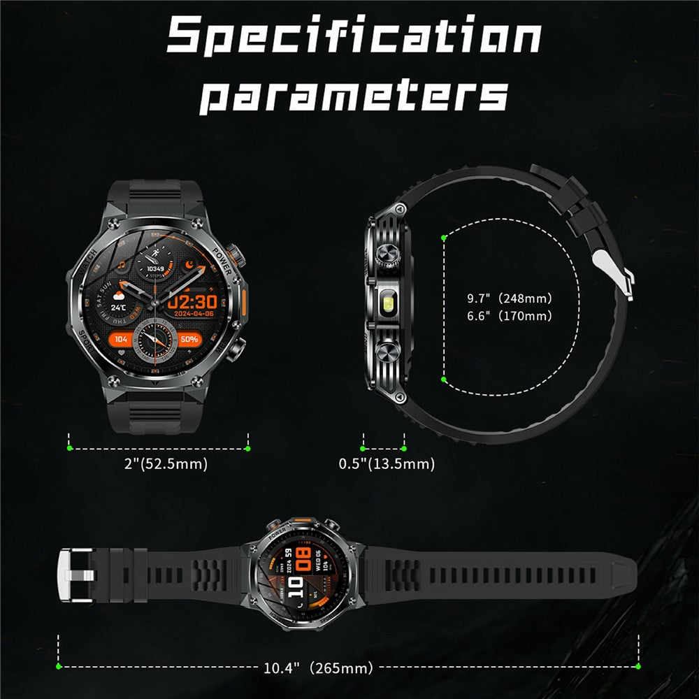 AK82 1.8 Inch Screen Smart Watch Bluetooth-Compatible Calling Heart Rate Monitor Sports Tracker, Silicone Strap