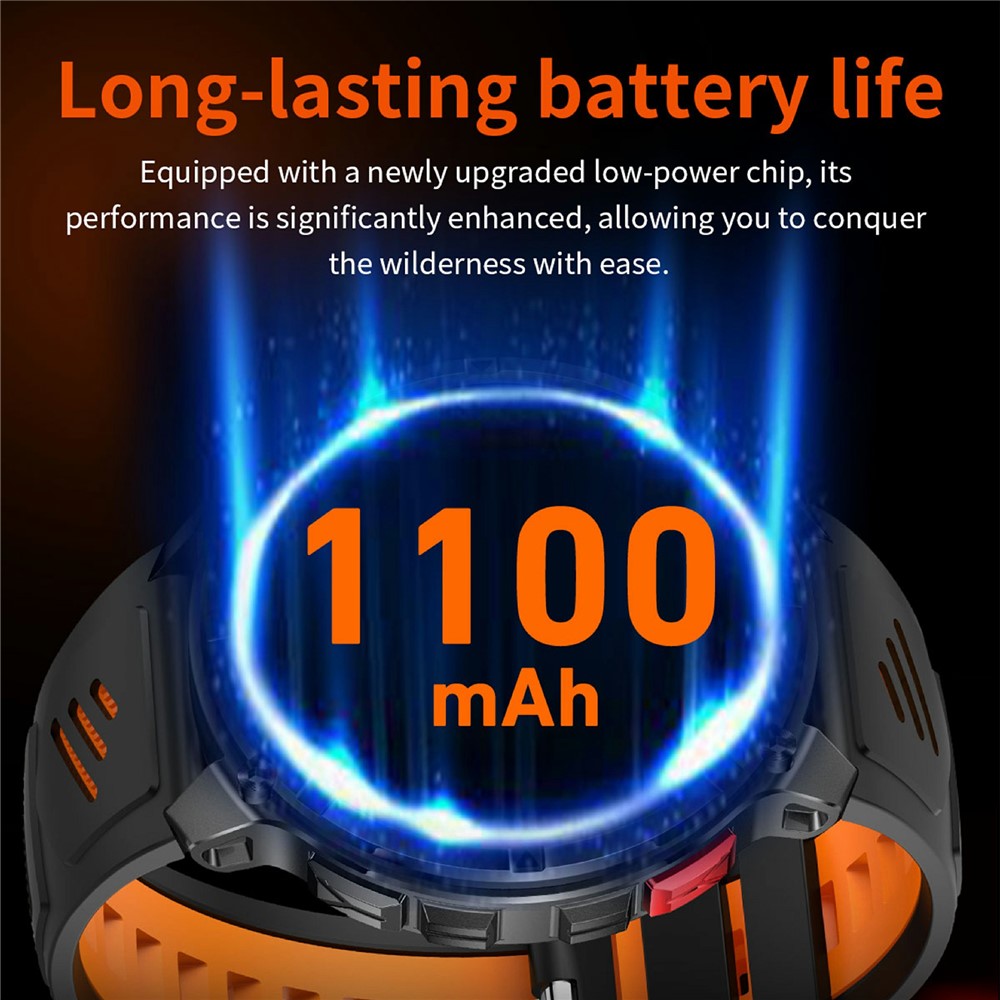 HT33 Health Monitoring Bluetooth-compatible Smart Watch 1.7 Inch IPS Screen Sports Wristwatch with LED Flashlight