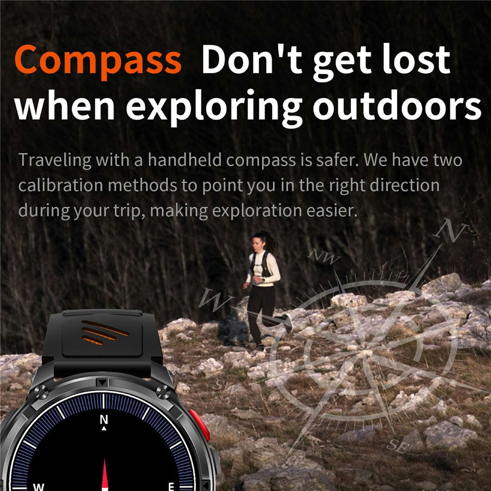 HT33 Health Monitoring Bluetooth-compatible Smart Watch 1.7 Inch IPS Screen Sports Wristwatch with LED Flashlight