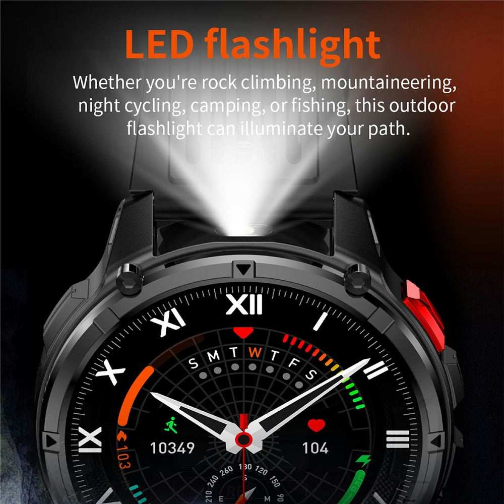 HT33 Health Monitoring Bluetooth-compatible Smart Watch 1.7 Inch IPS Screen Sports Wristwatch with LED Flashlight