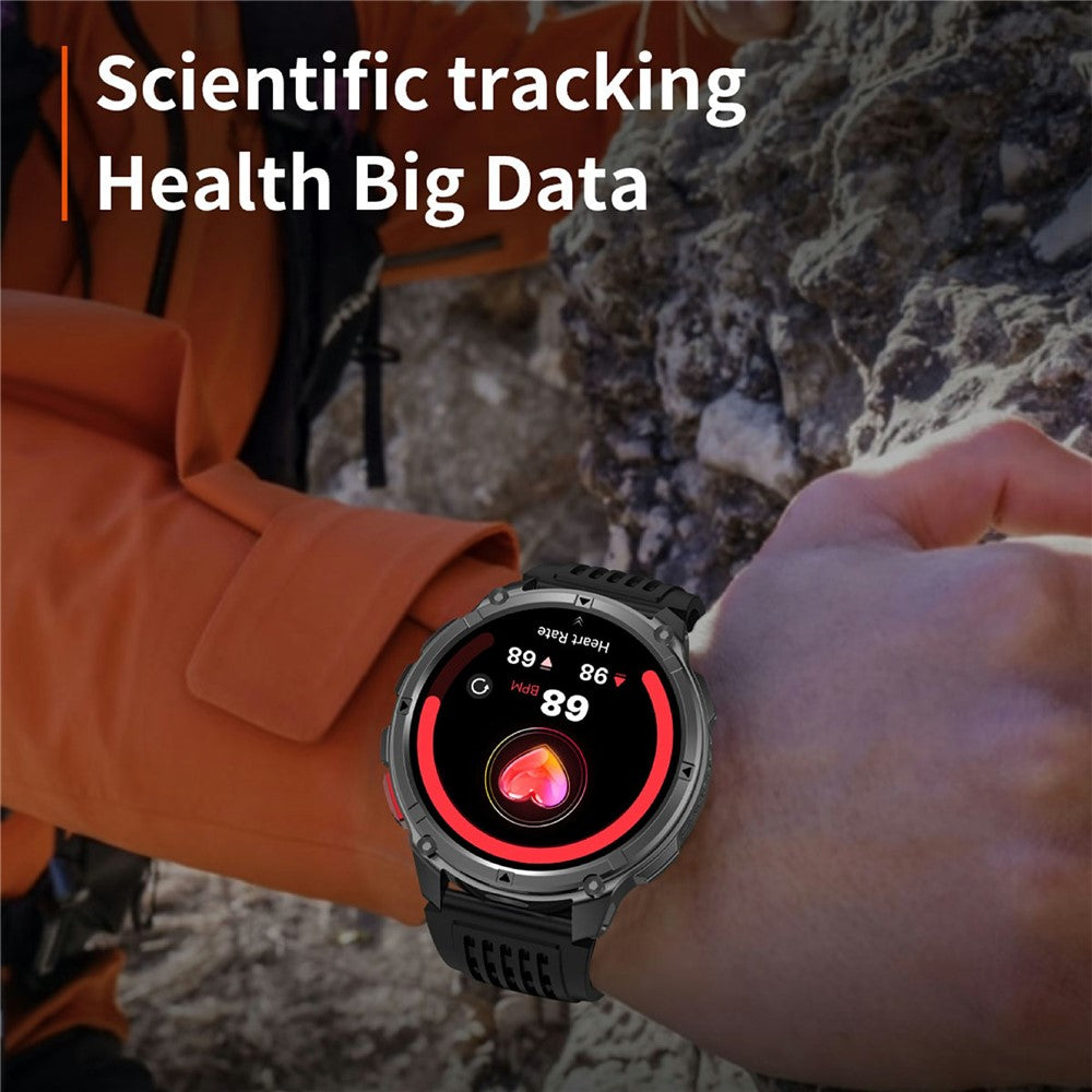 HT33 Health Monitoring Bluetooth-compatible Smart Watch 1.7 Inch IPS Screen Sports Wristwatch with LED Flashlight