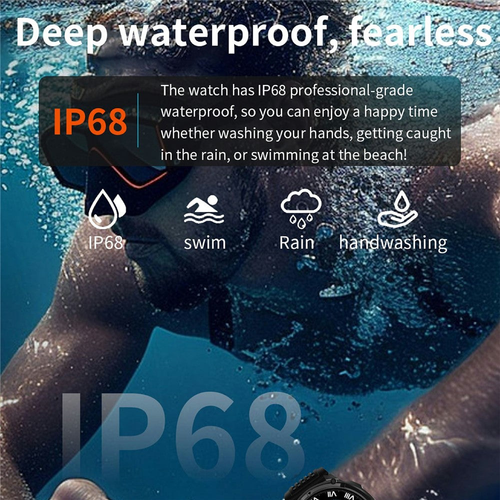 HT33 Health Monitoring Bluetooth-compatible Smart Watch 1.7 Inch IPS Screen Sports Wristwatch with LED Flashlight