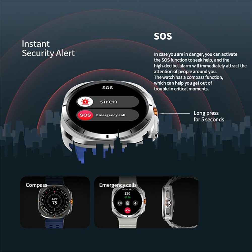 HD8 Ultra 1.46 Inch TFT Screen Health Monitoring Smart Watch Bluetooth-compatible Calling Fitness Wristwatch