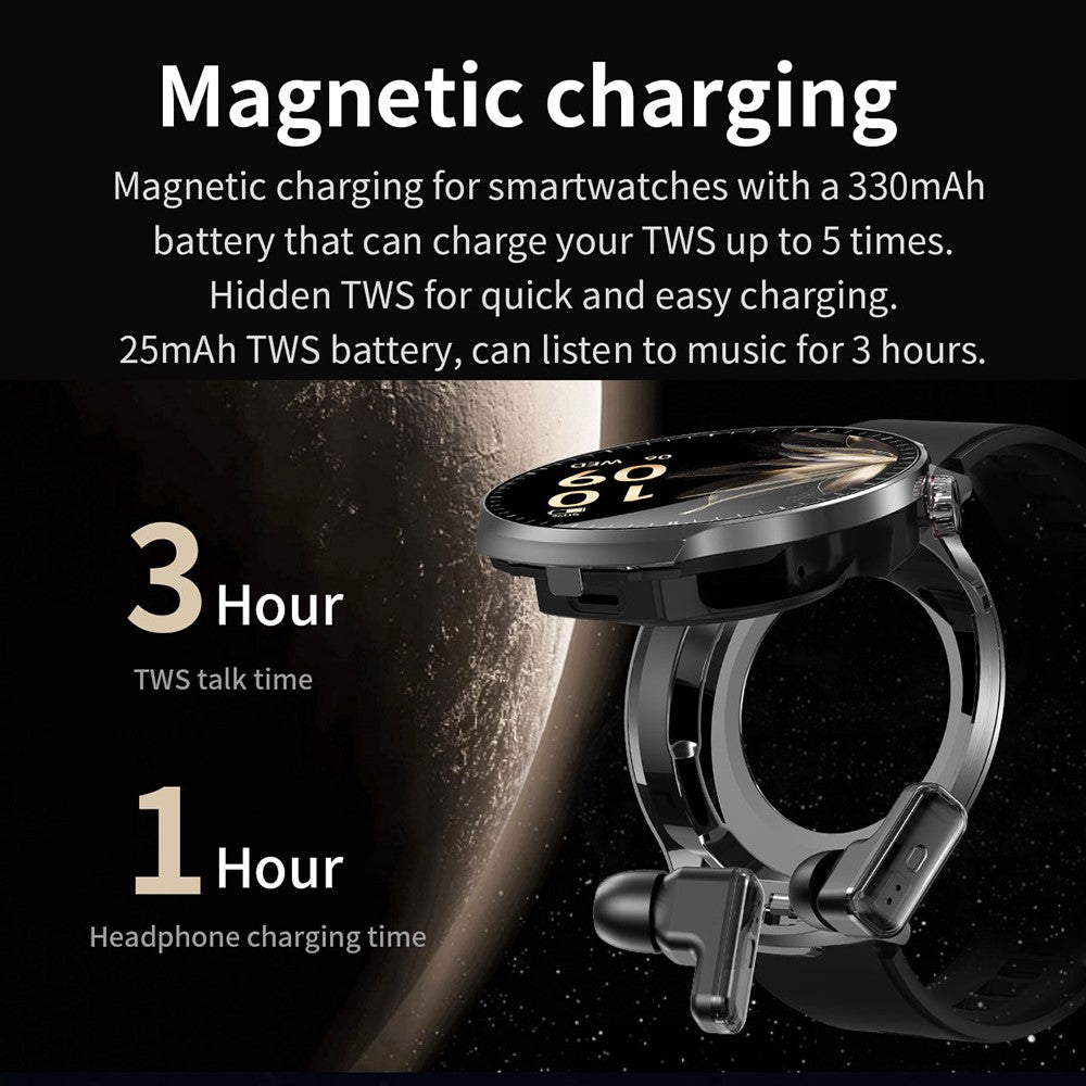 T100 Smart Watch with TWS Earbuds – Health Monitoring, Sports Tracking