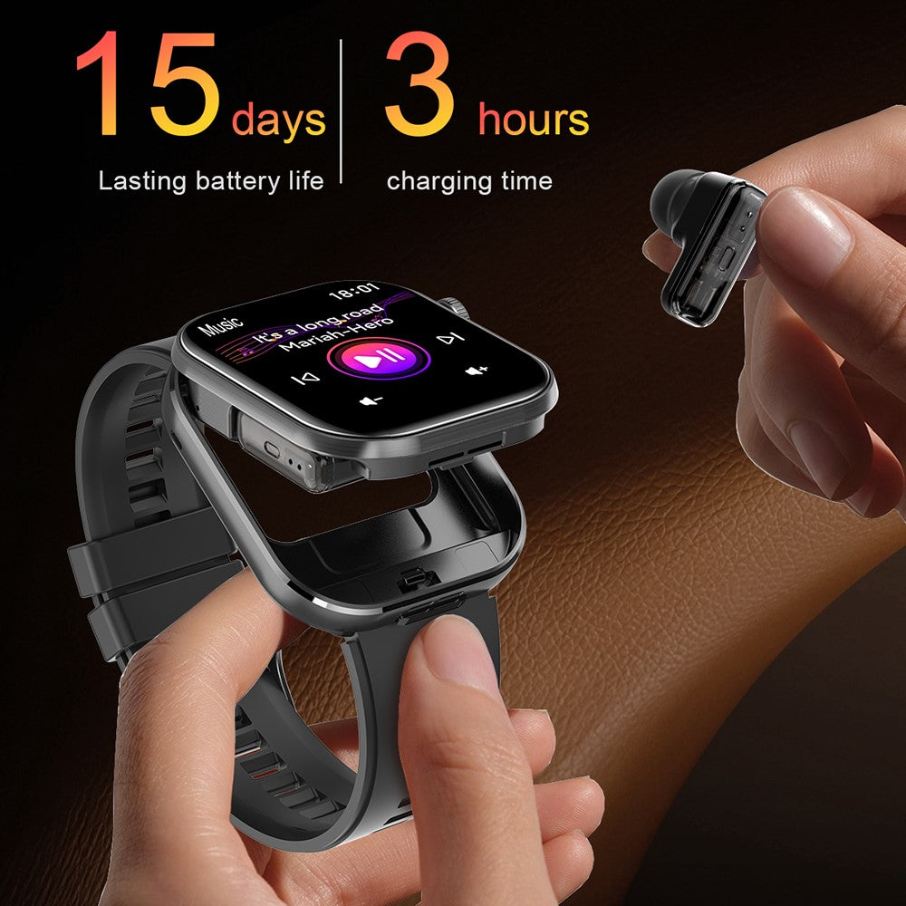 T99 2-in-1 Smart Watch & Earbuds – Call, Heart Rate & Blood Pressure