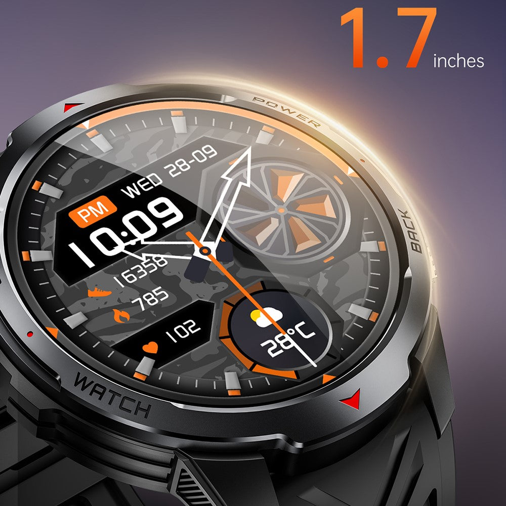 KT88 Smart Watch 1.7 Inch Screen with Compass Flashlight Sports Tracking Call Music for Outdoor Activities