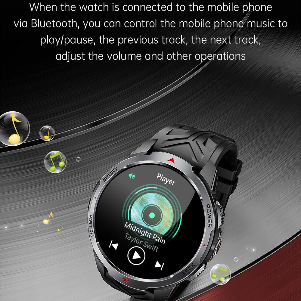 KT88 Smart Watch 1.7 Inch Screen with Compass Flashlight Sports Tracking Call Music for Outdoor Activities