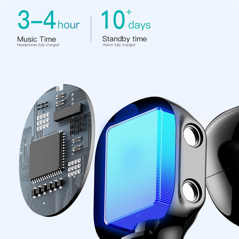 2-in-1 Smart Watch & Bluetooth Earbuds – Health Monitoring, Silicone Strap