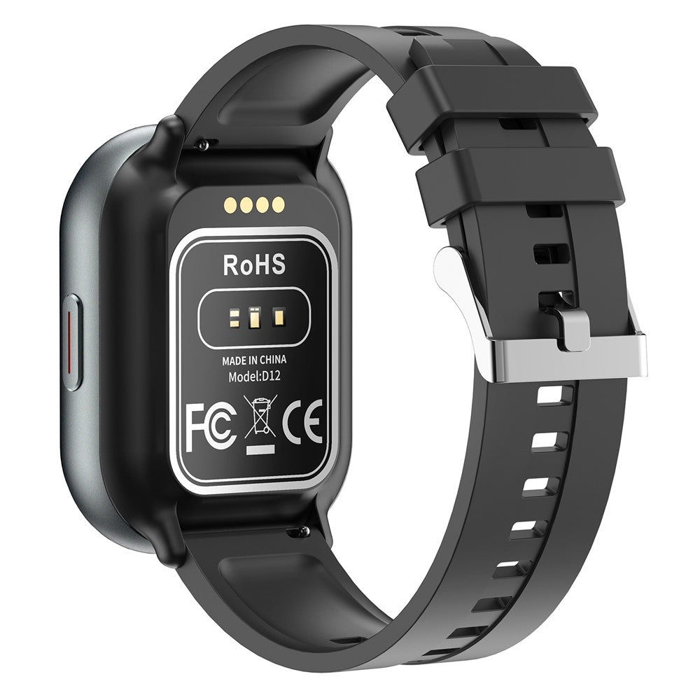 D12 2 in 1 Bluetooth-compatible Earbuds Smart Watch Health Monitoring Fitness Tracker 2.01 Inch TFT Screen Wristwatch, Silicone Strap