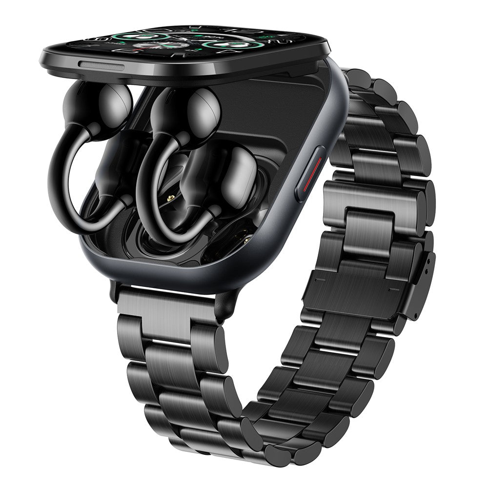 2-in-1 Smart Watch & Bluetooth Earbuds – Health Monitoring, Steel Strap