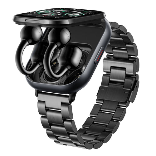 2-in-1 Smart Watch & Bluetooth Earbuds – Health Monitoring, Steel Strap