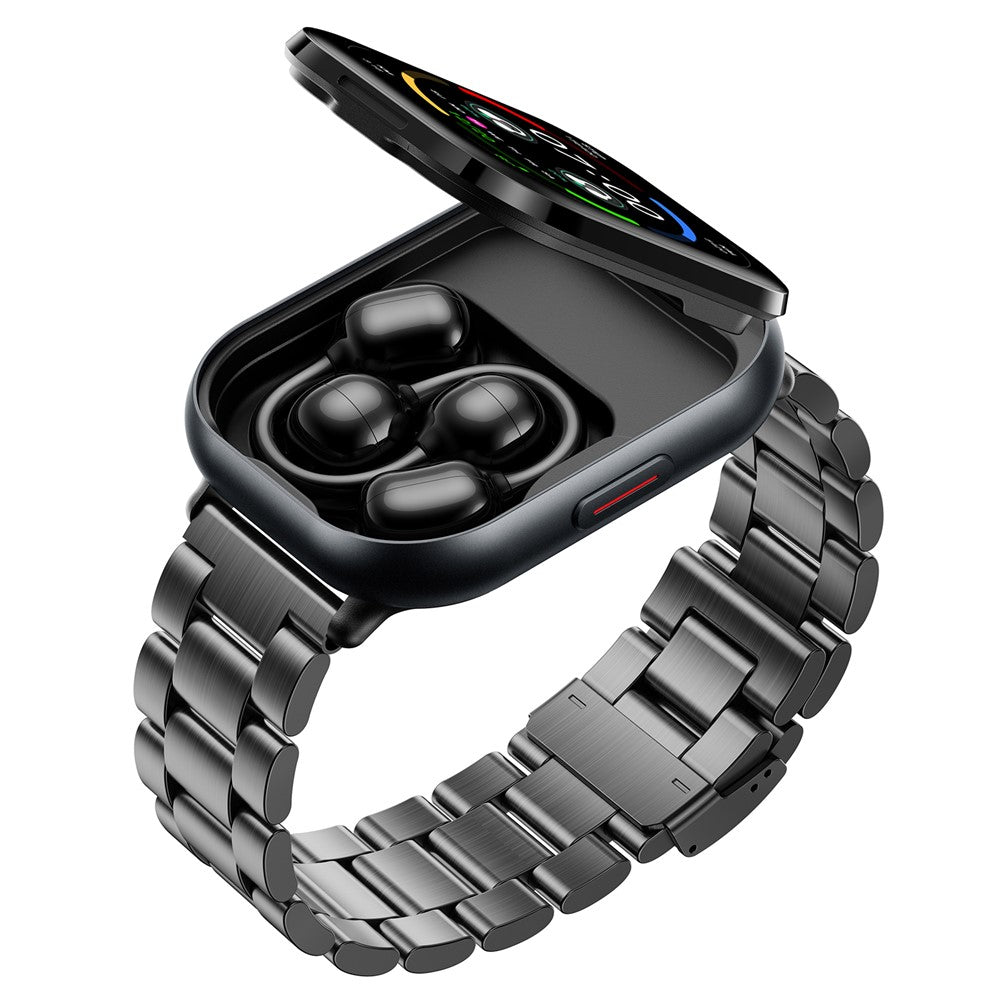 2-in-1 Smart Watch & Bluetooth Earbuds – Health Monitoring, Steel Strap