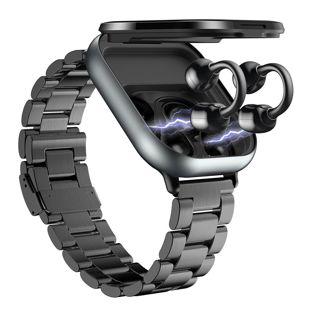 2-in-1 Smart Watch & Bluetooth Earbuds – Health Monitoring, Steel Strap