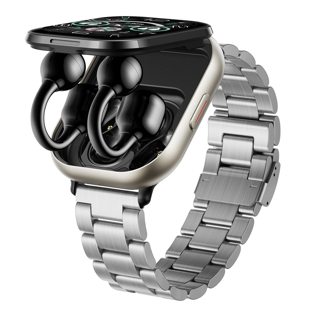 2-in-1 Smart Watch & Bluetooth Earbuds – Health Monitoring, Steel Strap