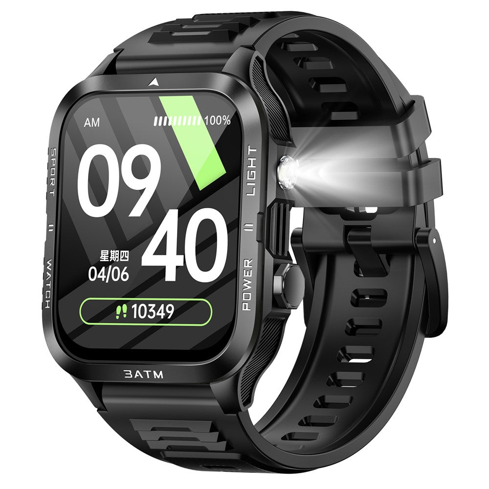 KT89 1.96 Inch IPS Screen Rugged Smartwatch for Outdoor Sports Waterproof Heart Rate Sleep Monitor