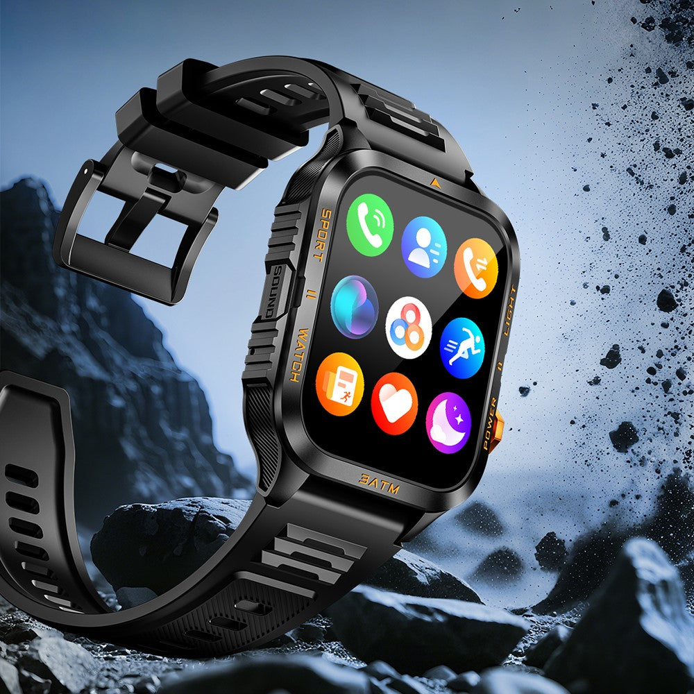 KT89 1.96 Inch IPS Screen Rugged Smartwatch for Outdoor Sports Waterproof Heart Rate Sleep Monitor