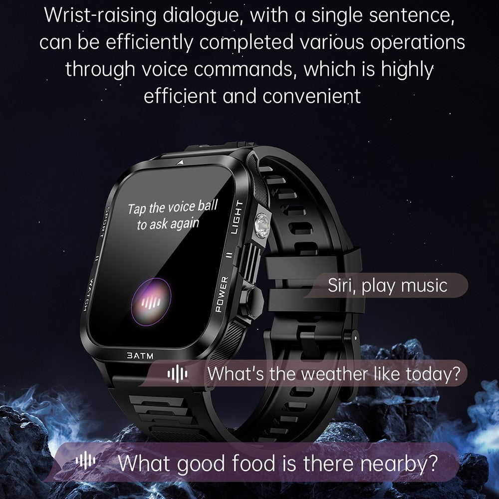 KT89 1.96 Inch IPS Screen Rugged Smartwatch for Outdoor Sports Waterproof Heart Rate Sleep Monitor
