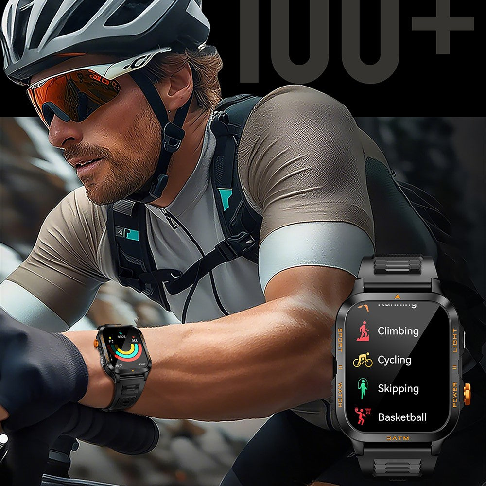 KT89 1.96 Inch IPS Screen Rugged Smartwatch for Outdoor Sports Waterproof Heart Rate Sleep Monitor