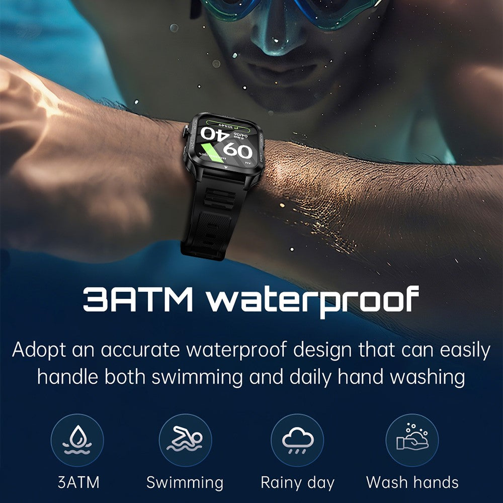 KT89 1.96 Inch IPS Screen Rugged Smartwatch for Outdoor Sports Waterproof Heart Rate Sleep Monitor
