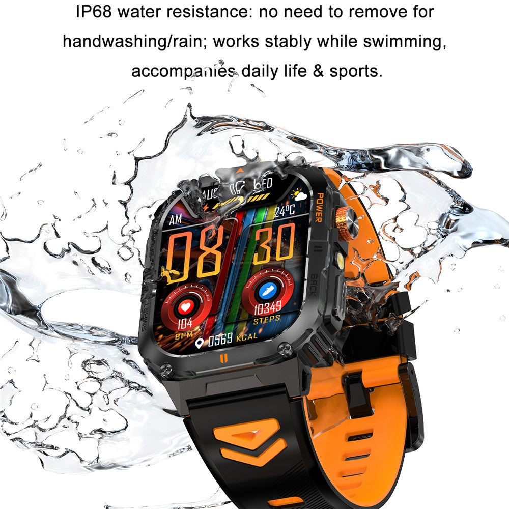YK12 IP68 Waterproof 2.0 Inch HD Screen Health Monitoring Sports Smart Watch for Android  /  iOS