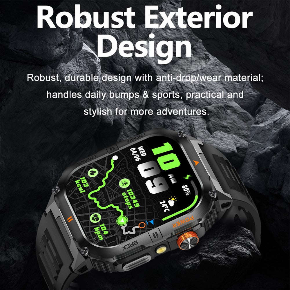 YK12 IP68 Waterproof 2.0 Inch HD Screen Health Monitoring Sports Smart Watch for Android  /  iOS