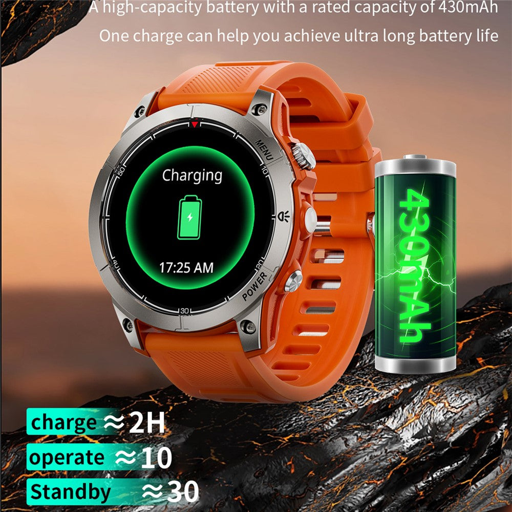 AW45 1.39 Inch Outdoor Sports Smart Watch Bluetooth-compatible Call Health Monitoring Watch with Compass LED Flashlight