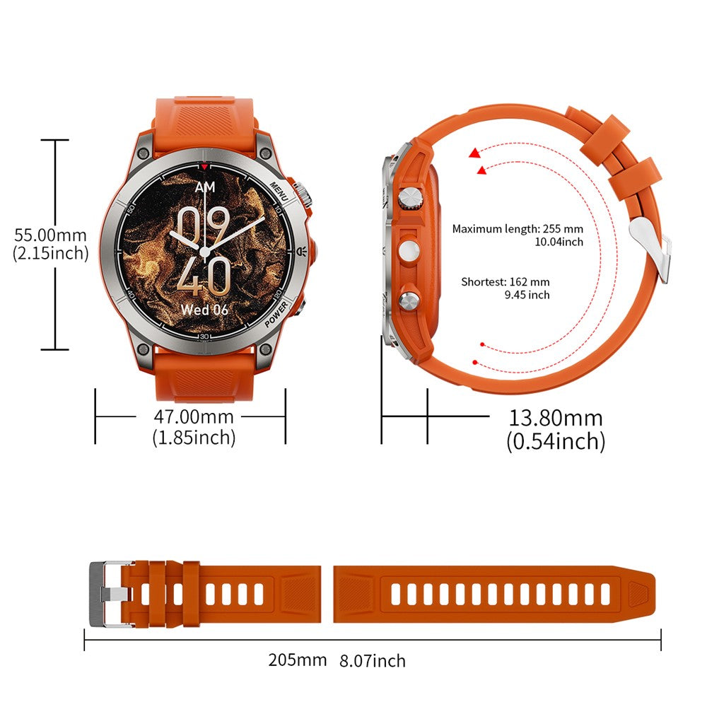 AW45 1.39 Inch Outdoor Sports Smart Watch Bluetooth-compatible Call Health Monitoring Watch with Compass LED Flashlight